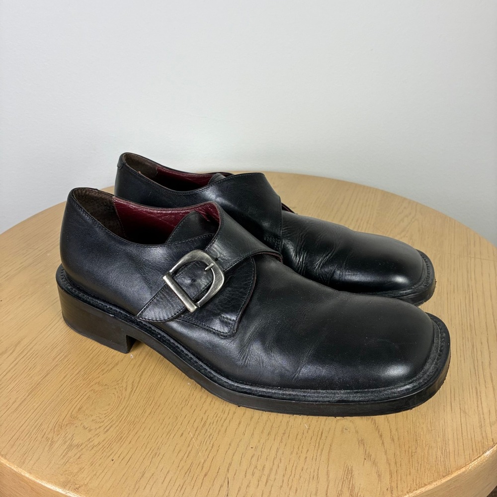 Kenneth Cole New York Leather Square Toe Monk Strap Shoes Mens 11 90s Retro